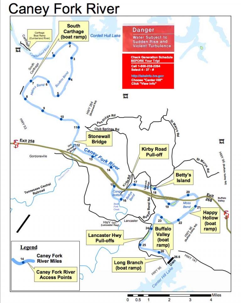 Caney Fork River Map - Caney Fork River Rentals