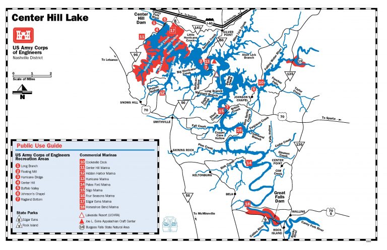 Center Hill Lake Map - Caney Fork River Rentals